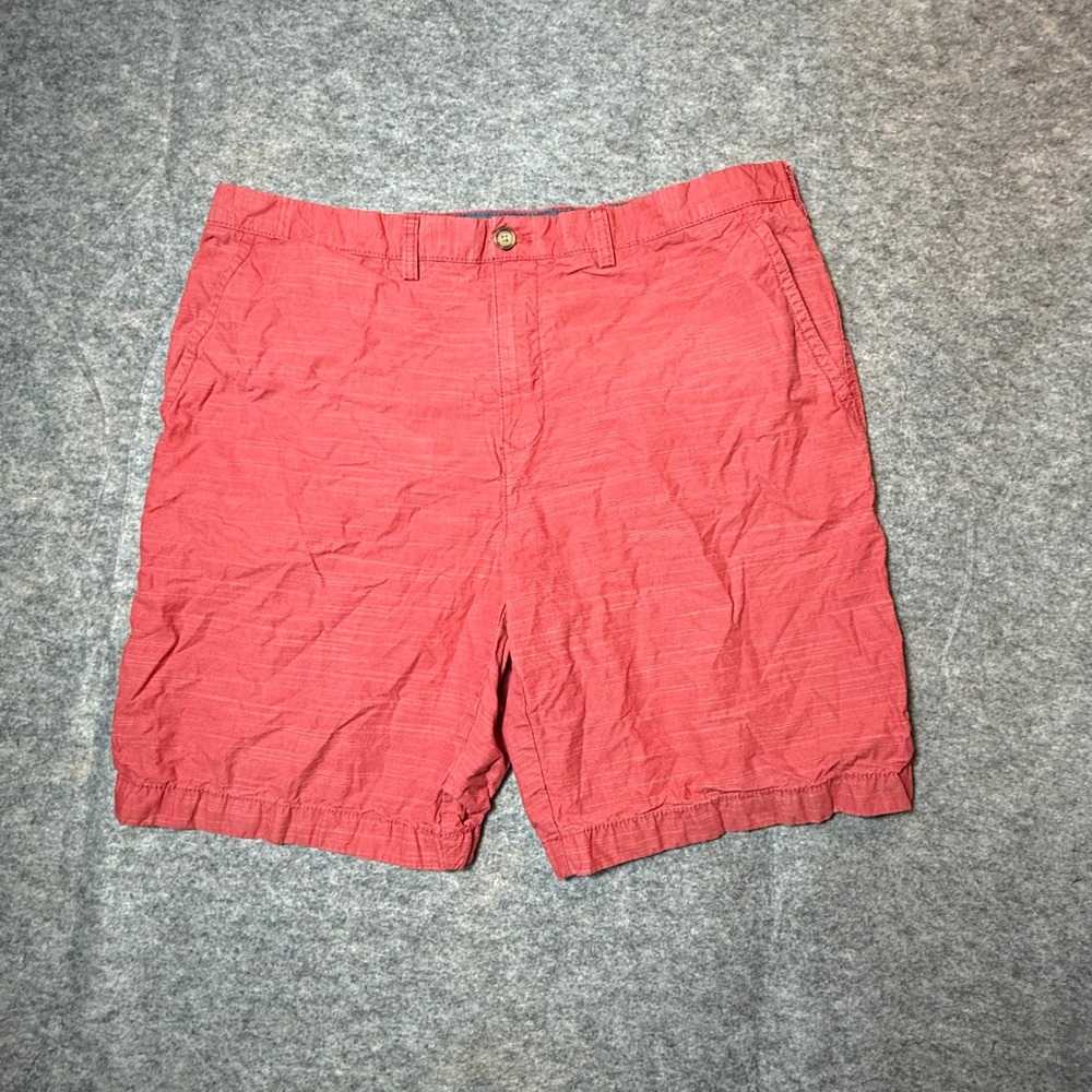 Tommy Hilfiger Slub Cotton Chino Shorts Mens 40 Red Coral Textured Classic Short